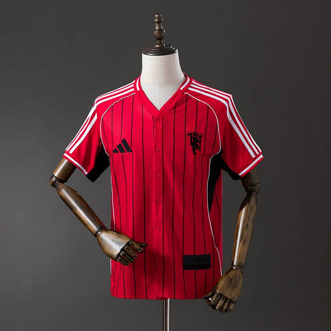 M-U 25_26 US Pack Full-Button Baseball Jersey Red
