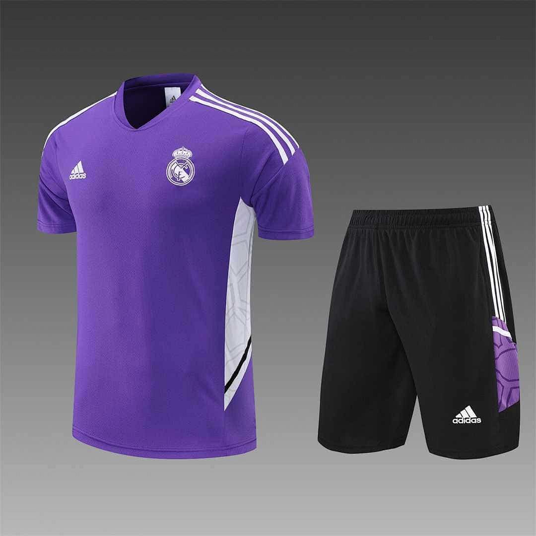 22-23 Real Madrid Training Suit Short Sleeve Kit Purple
