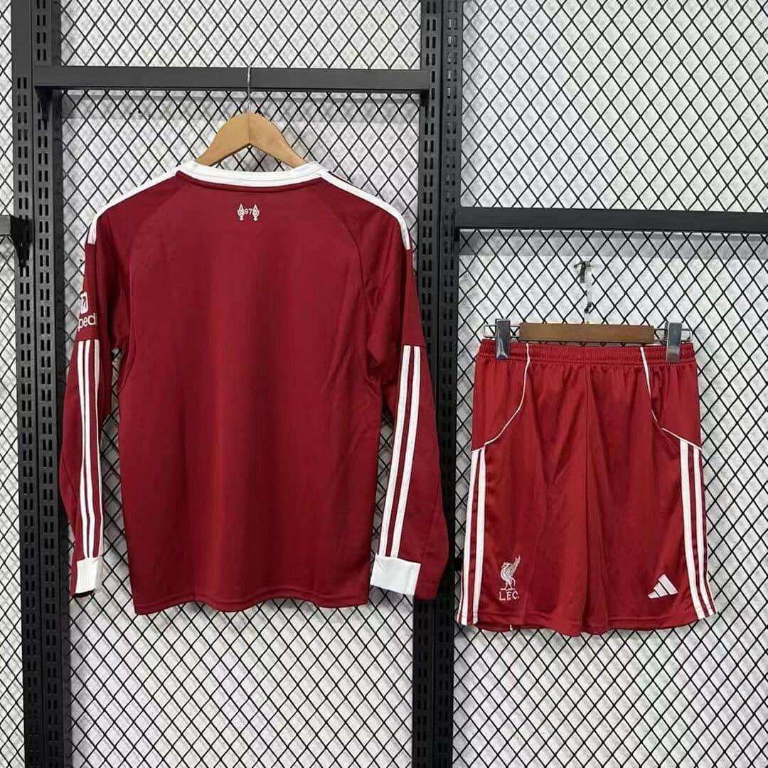25-26 Kids Liverpool Home Long Sleeve Kit Cheap Football Jersey Wholesale Yupoo 2