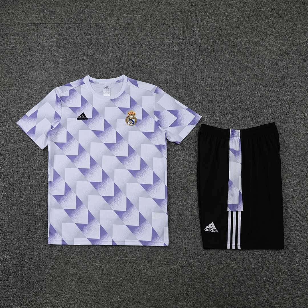 22-23 Real Madrid training suit short sleeve kit white and blue colorblock 10