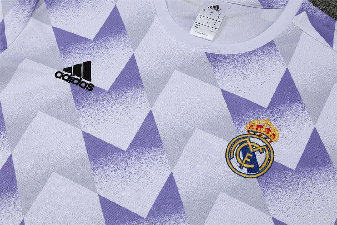 22-23 Real Madrid training suit short sleeve kit white and blue colorblock 12