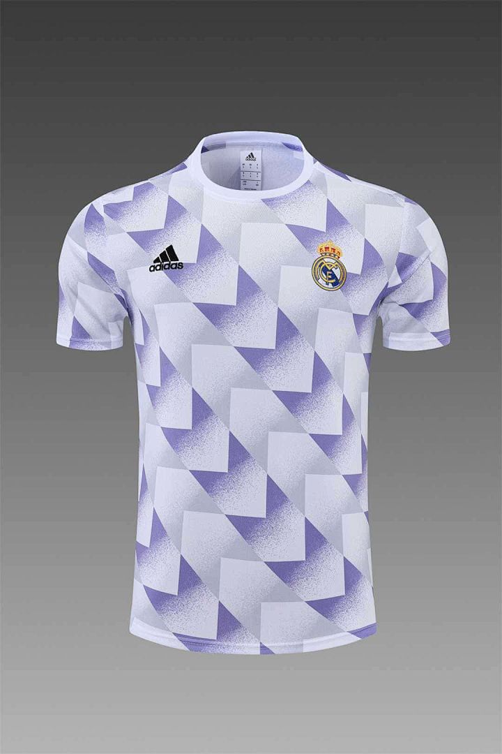 22-23 Real Madrid training suit short sleeve kit white and blue colorblock 5