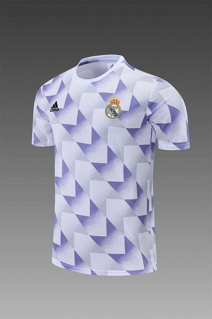 22-23 Real Madrid training suit short sleeve kit white and blue colorblock 6