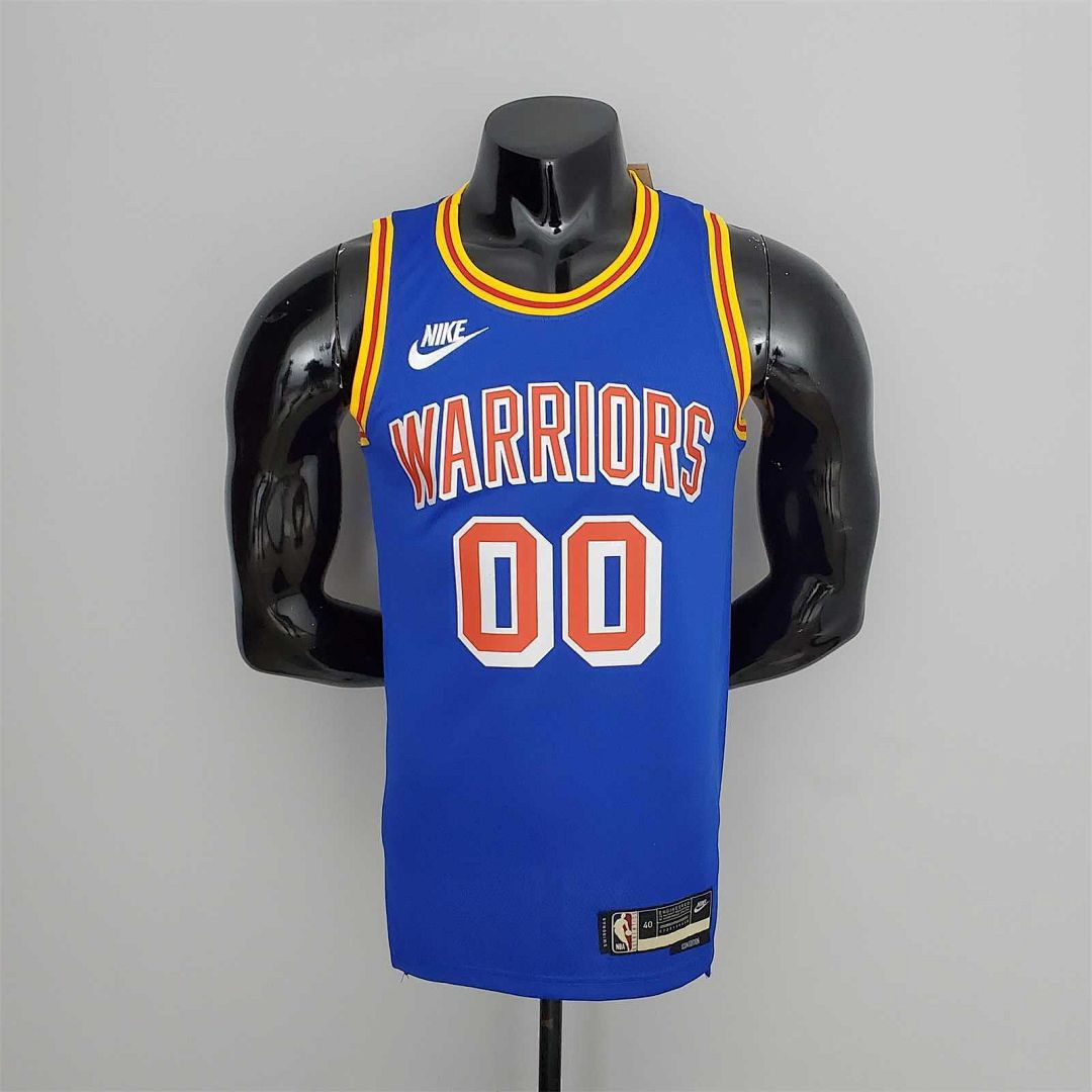 75th Anniversary Cuminga#00 Warriors Vintage Blue NBA Jersey