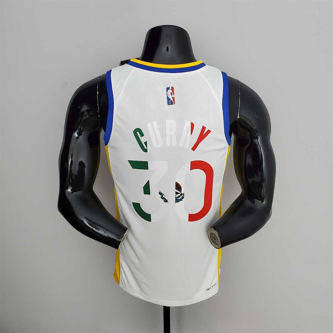 75th Anniversary Golden State Warriors Curry #30 Mexico Edition White NBA Jersey 8