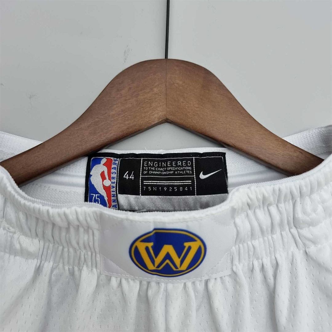 75th Anniversary Golden State Warriors Shorts White NBA Jersey 2