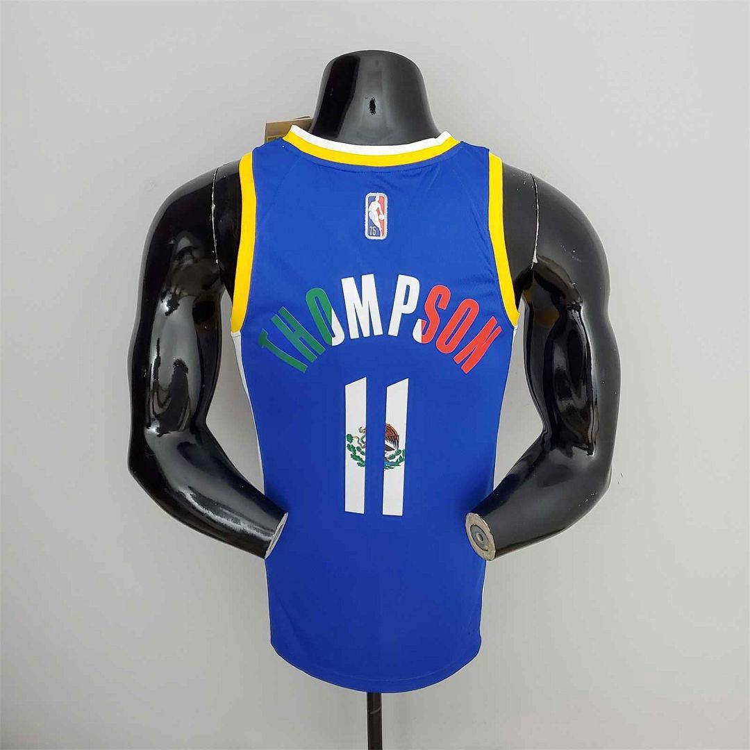 75th Anniversary Golden State Warriors Thompson #11 Mexico Edition Blue NBA Jersey 8