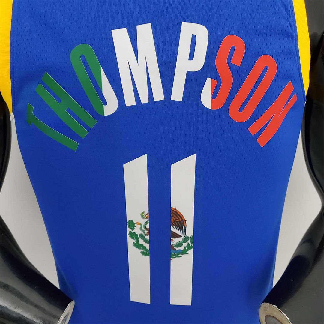 75th Anniversary Golden State Warriors Thompson #11 Mexico Edition Blue NBA Jersey 9