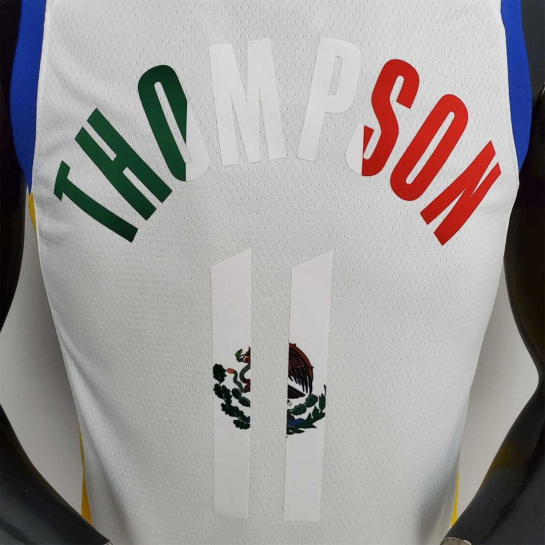 75th Anniversary Golden State Warriors Thompson #11 Mexico Edition White NBA Jersey 3