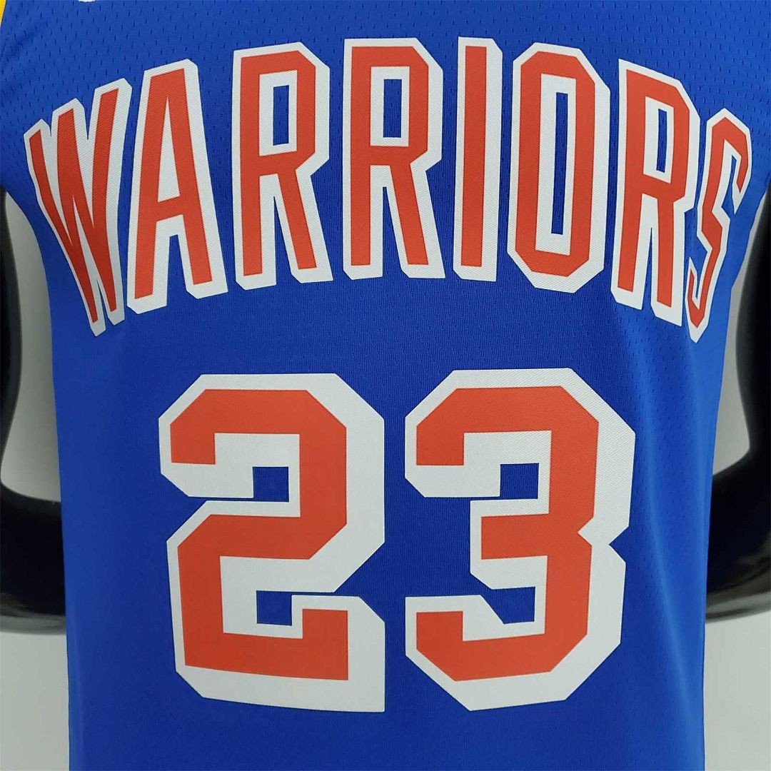 75th Anniversary Green#23 Warriors Vintage Blue NBA Jersey 2
