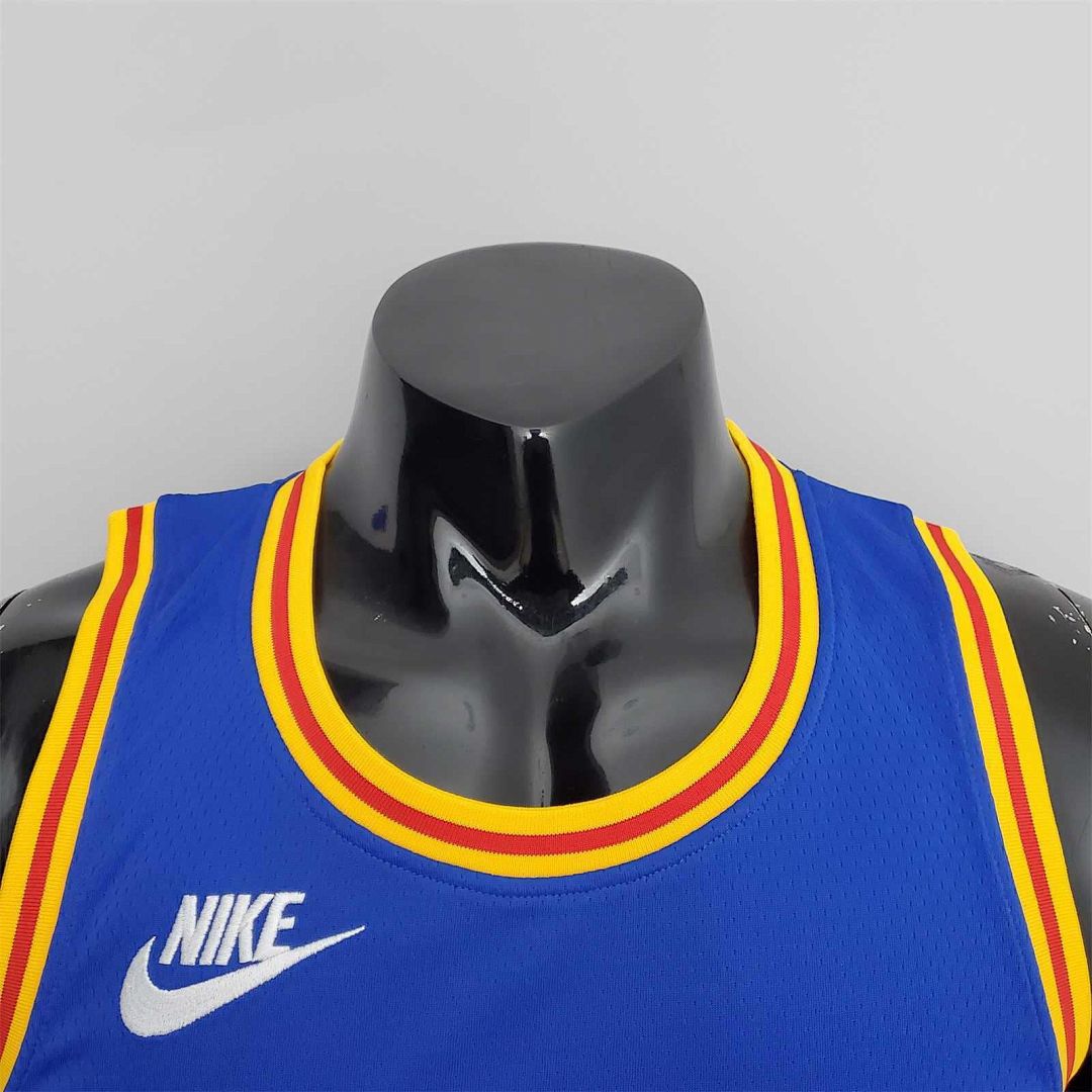 75th Anniversary Green#23 Warriors Vintage Blue NBA Jersey 3