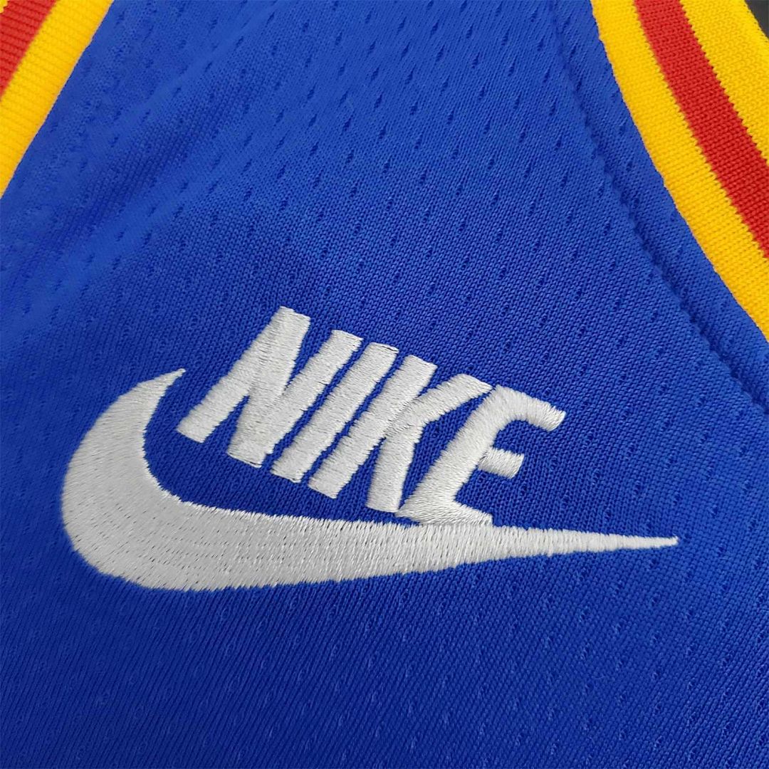 75th Anniversary Green#23 Warriors Vintage Blue NBA Jersey 4