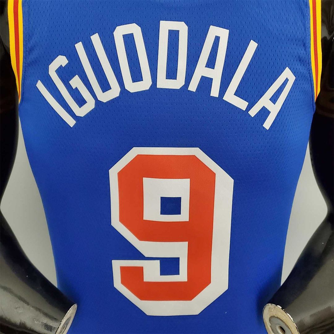 75th Anniversary Iguodala #9 Warriors Retro Edition Blue 7