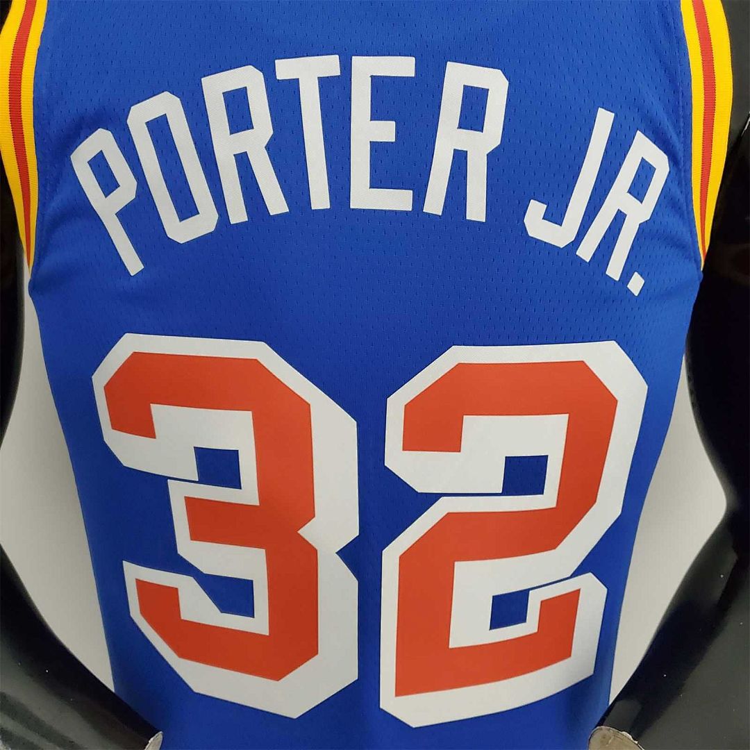 75th anniversaire Porter jr.#32 Warriors vintage bleu NBA maillot 5