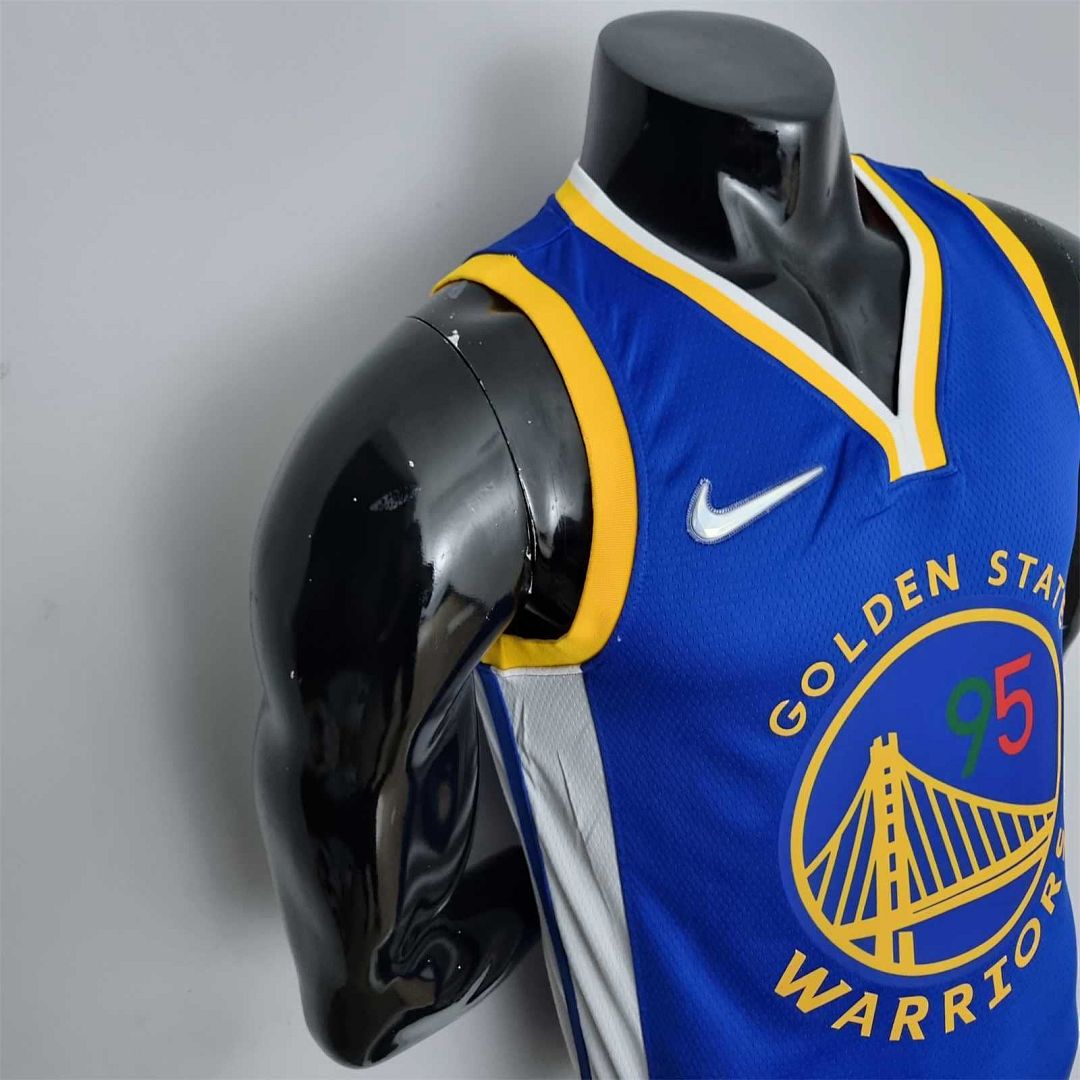 75th Anniversary Toscano#95 Golden State Warriors Mexico Exclusive Blue NBA Jersey 8