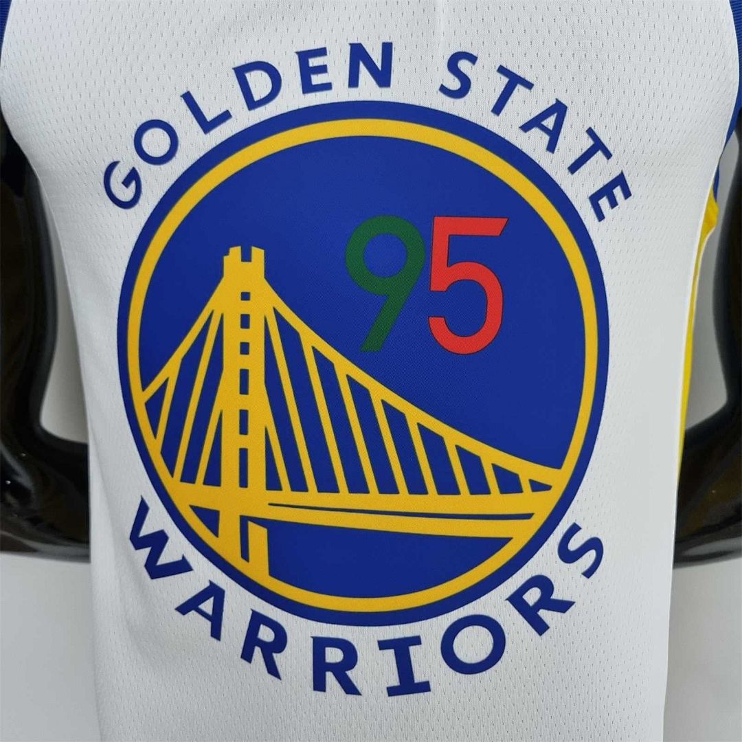75th Anniversary Toscano#95 Golden State Warriors Mexico Exclusive White NBA Jersey 2