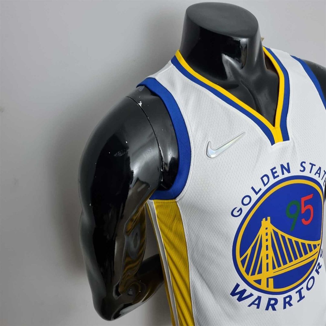 75th Anniversary Toscano#95 Golden State Warriors Mexico Exclusive White NBA Jersey 5