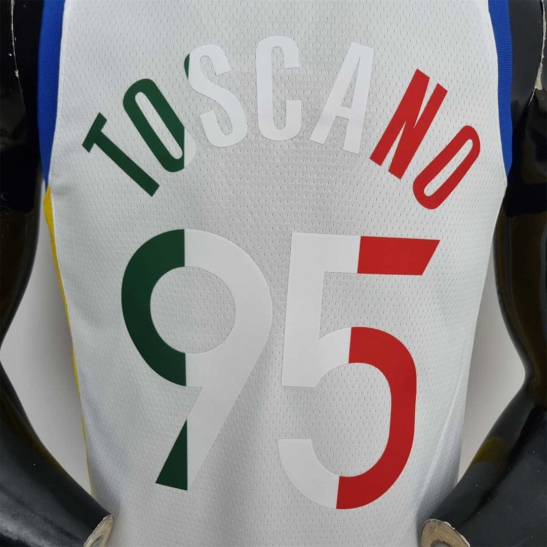 75th Anniversary Toscano#95 Golden State Warriors Mexico Exclusive White NBA Jersey 9