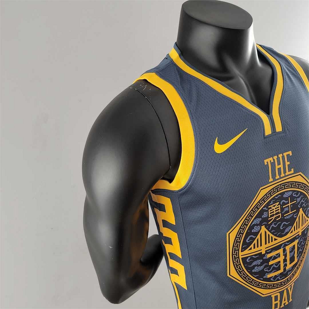 2018 Curry#30 Golden State Warriors Grey NBA Jersey 7
