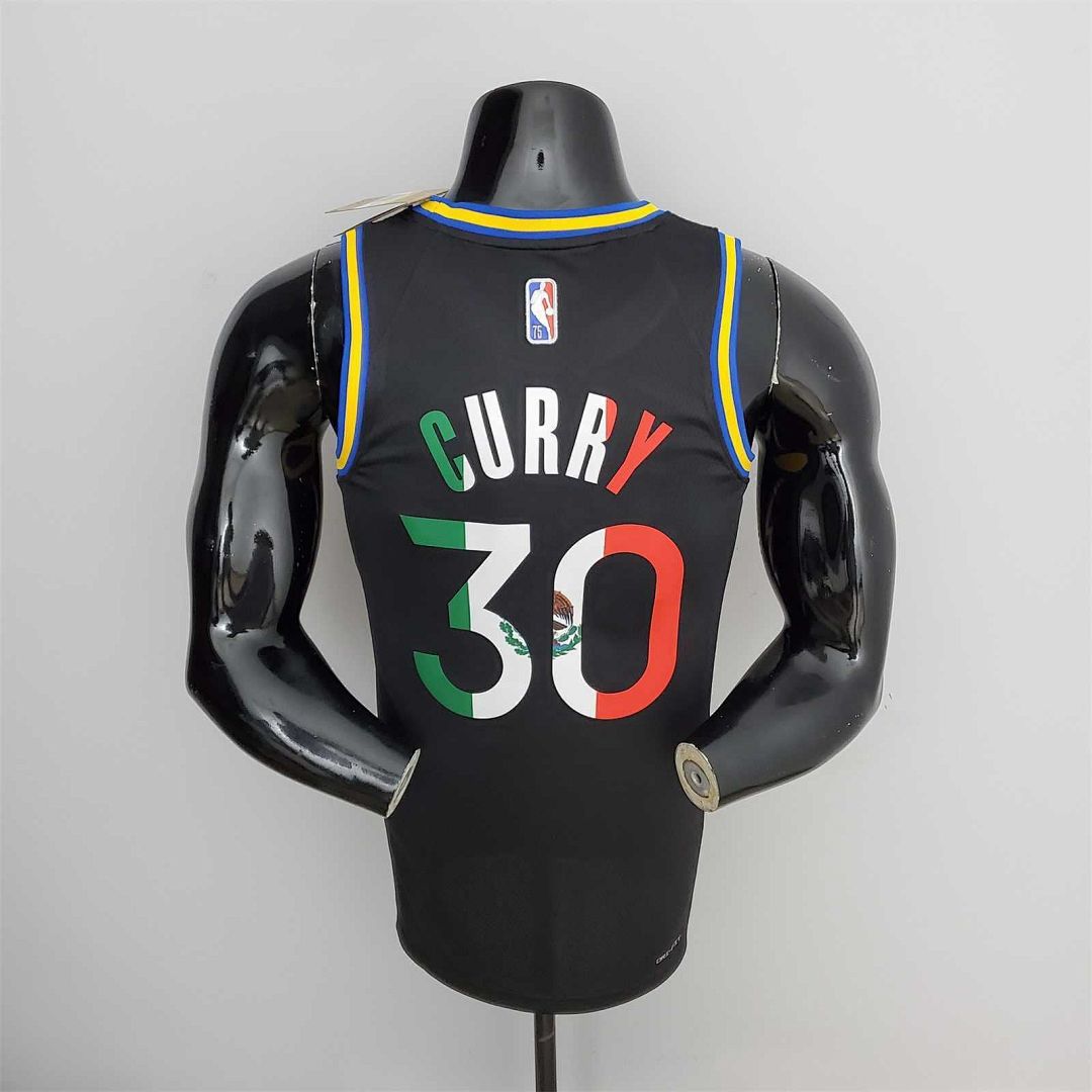 2022 75th Anniversary Golden State Warriors Curry #30 Mexico Edition Black NBA Jersey 3