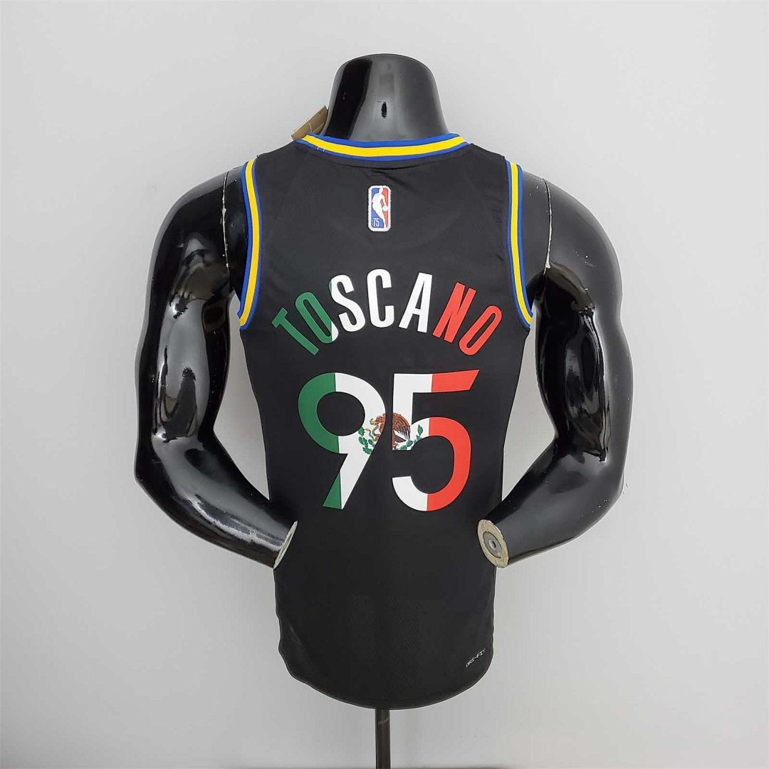 2022 75th Anniversary Golden State Warriors TOSCANO#95 Mexico Edition Black NBA Jersey 8