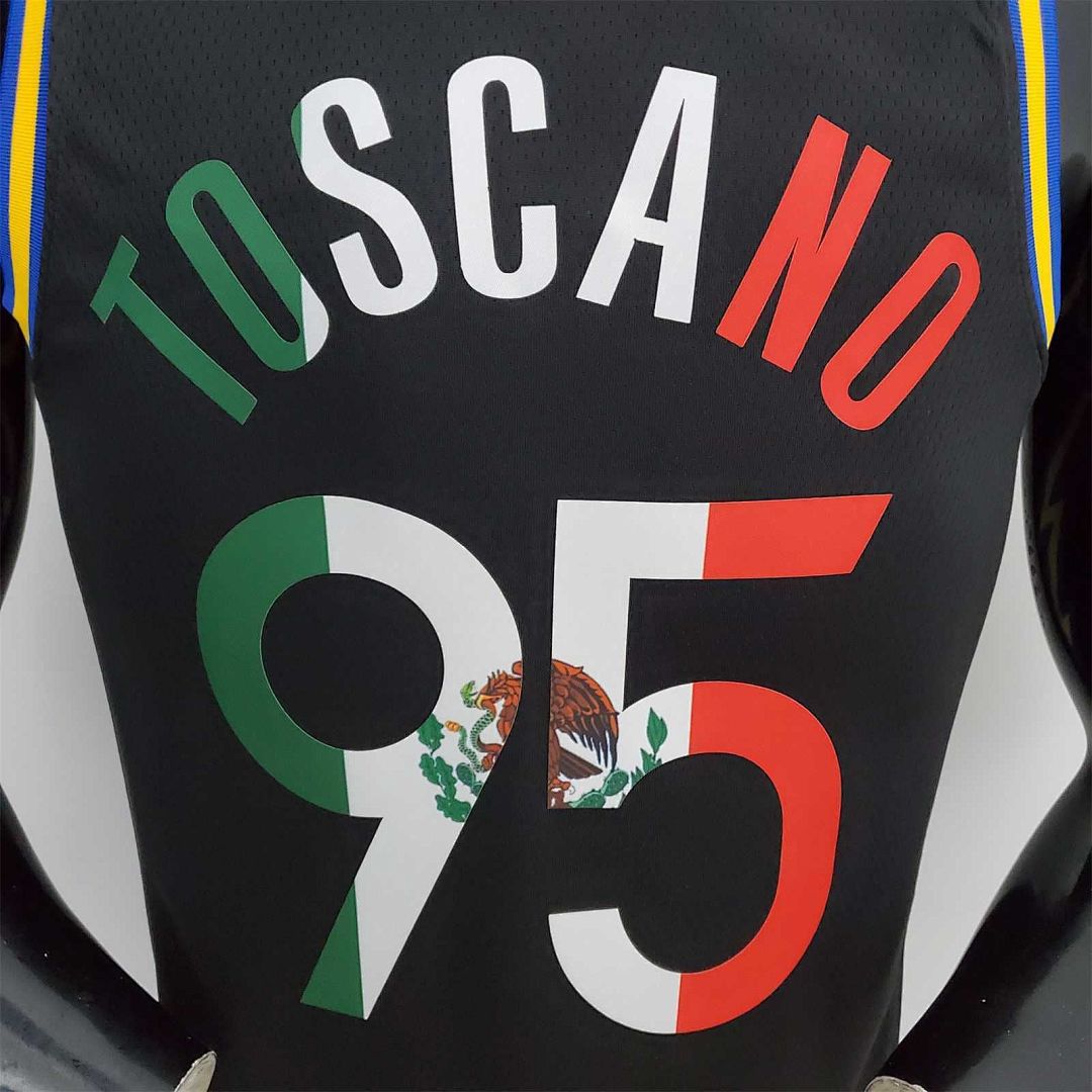 2022 75th Anniversary Golden State Warriors TOSCANO#95 Mexico Edition Black NBA Jersey 9