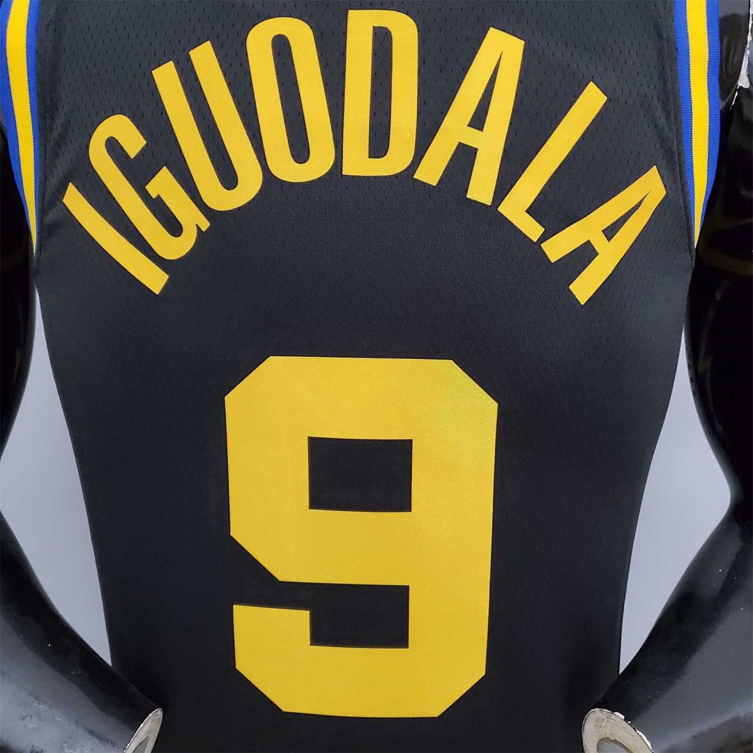 2022 75th anniversaire Iguodala #9 Warriors City édition noir 3