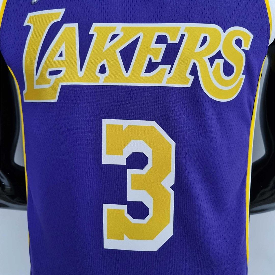 75th Anniversary Davis #3 Los Angeles Lakers Jordan Purple NBA Jersey 4