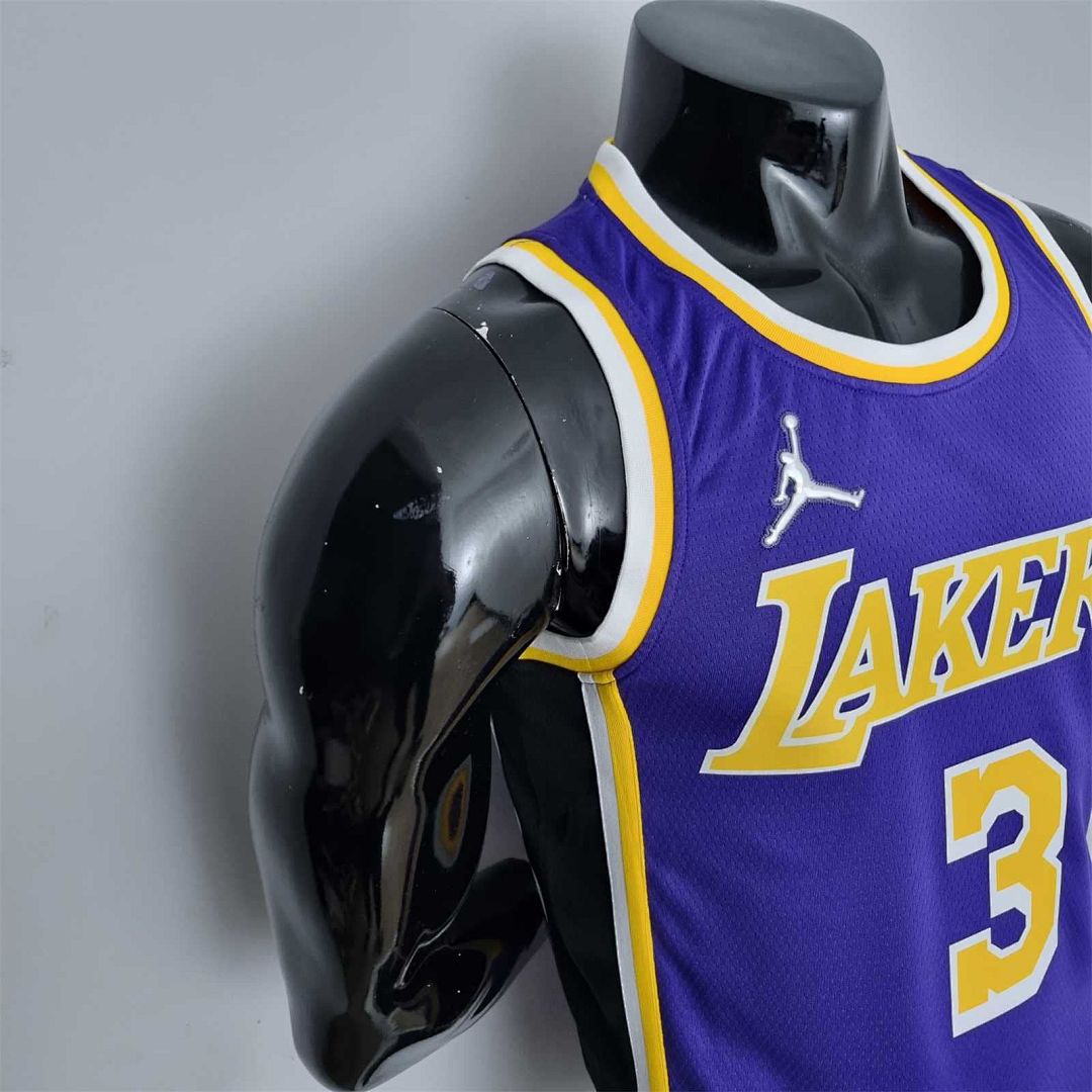 75th Anniversary Davis #3 Los Angeles Lakers Jordan Purple NBA Jersey 7