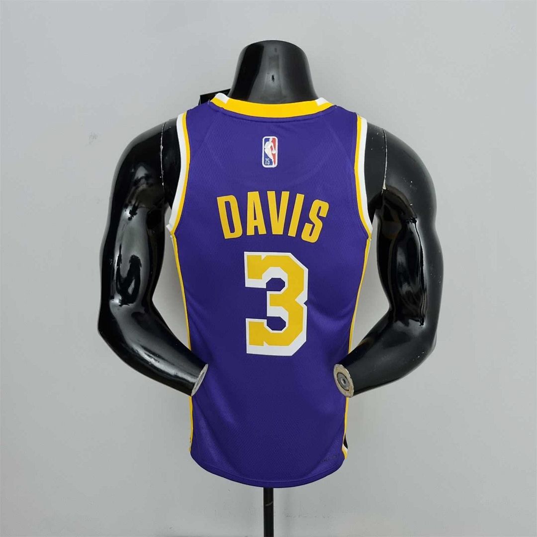 75th Anniversary Davis #3 Los Angeles Lakers Jordan Purple NBA Jersey 8