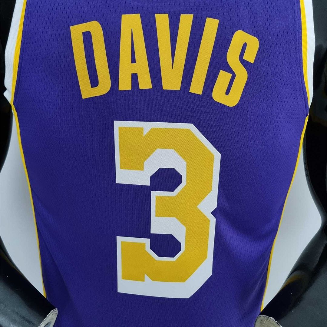 75th Anniversary Davis #3 Los Angeles Lakers Jordan Purple NBA Jersey 9