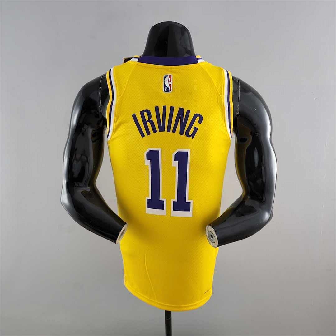 75th Anniversary IRVING #11 Los Angeles Lakers Yellow NBA Jersey 7