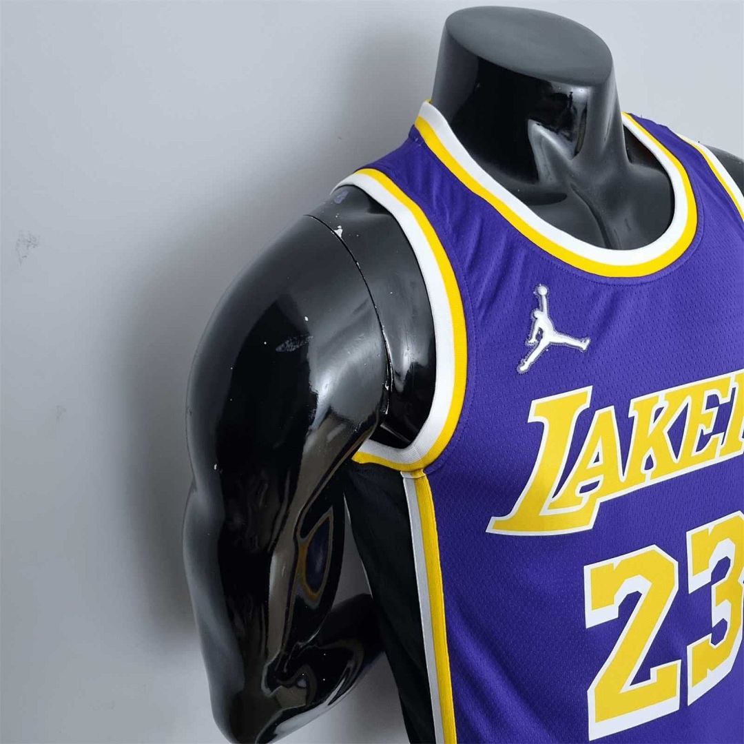 75th Anniversary James #23 Los Angeles Lakers Jordan Purple NBA Jersey 7