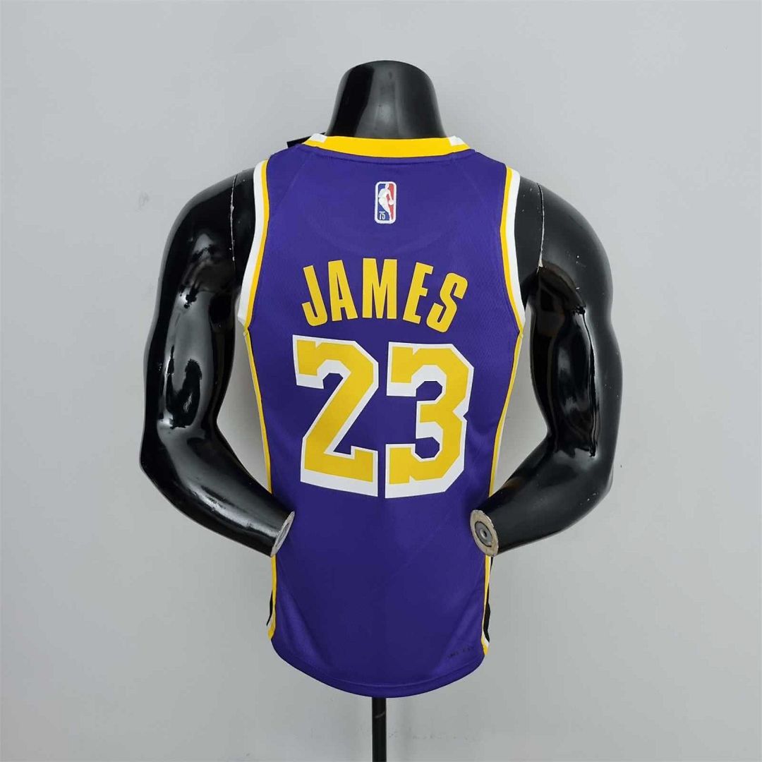 75th Anniversary James #23 Los Angeles Lakers Jordan Purple NBA Jersey 8
