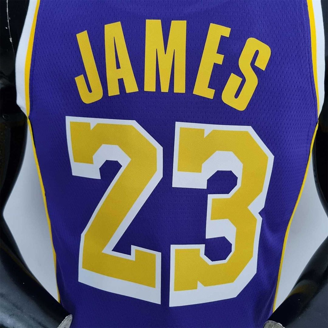 75th Anniversary James #23 Los Angeles Lakers Jordan Purple NBA Jersey 9