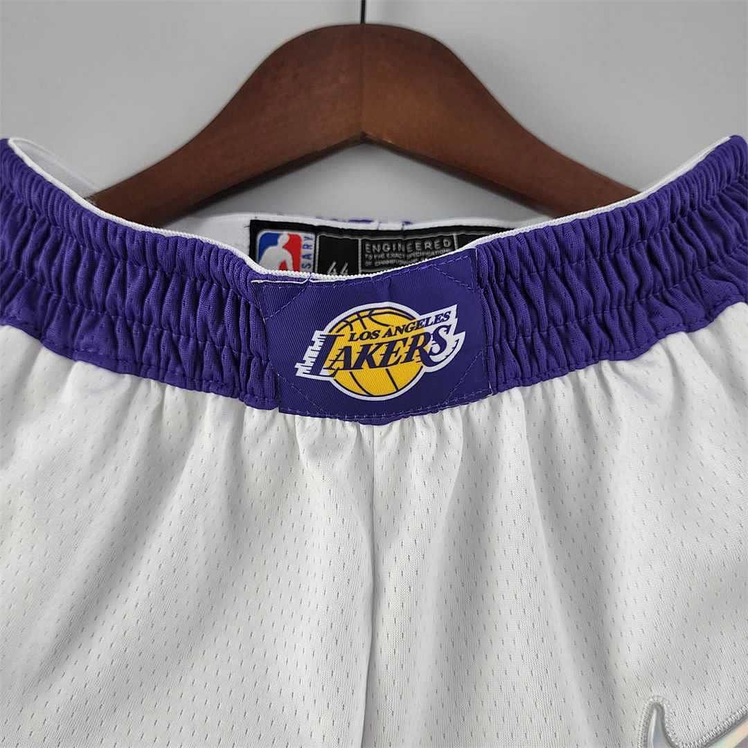 75th anniversary Los Angeles Lakers white NBA shorts 2