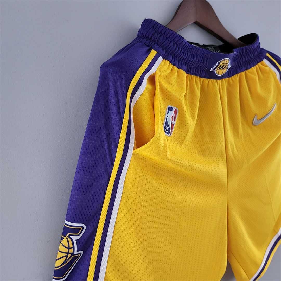 75th anniversary Los Angeles Lakers Yellow NBA shorts 5