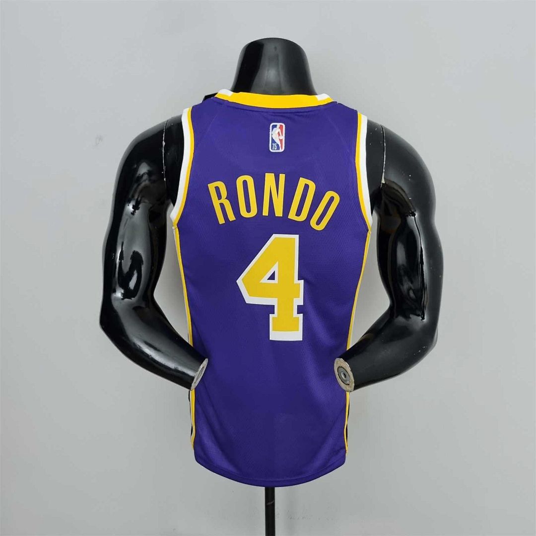 75th Anniversary Rondo #4 Los Angeles Lakers Jordan Purple NBA Jersey 2