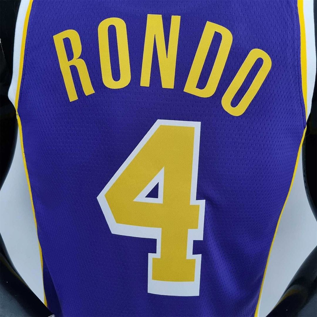 75th Anniversary Rondo #4 Los Angeles Lakers Jordan Purple NBA Jersey 3
