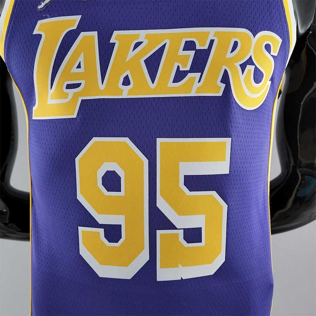 75th Anniversary TOSCANO #95 Los Angeles Lakers Jordan Purple NBA Jersey 2