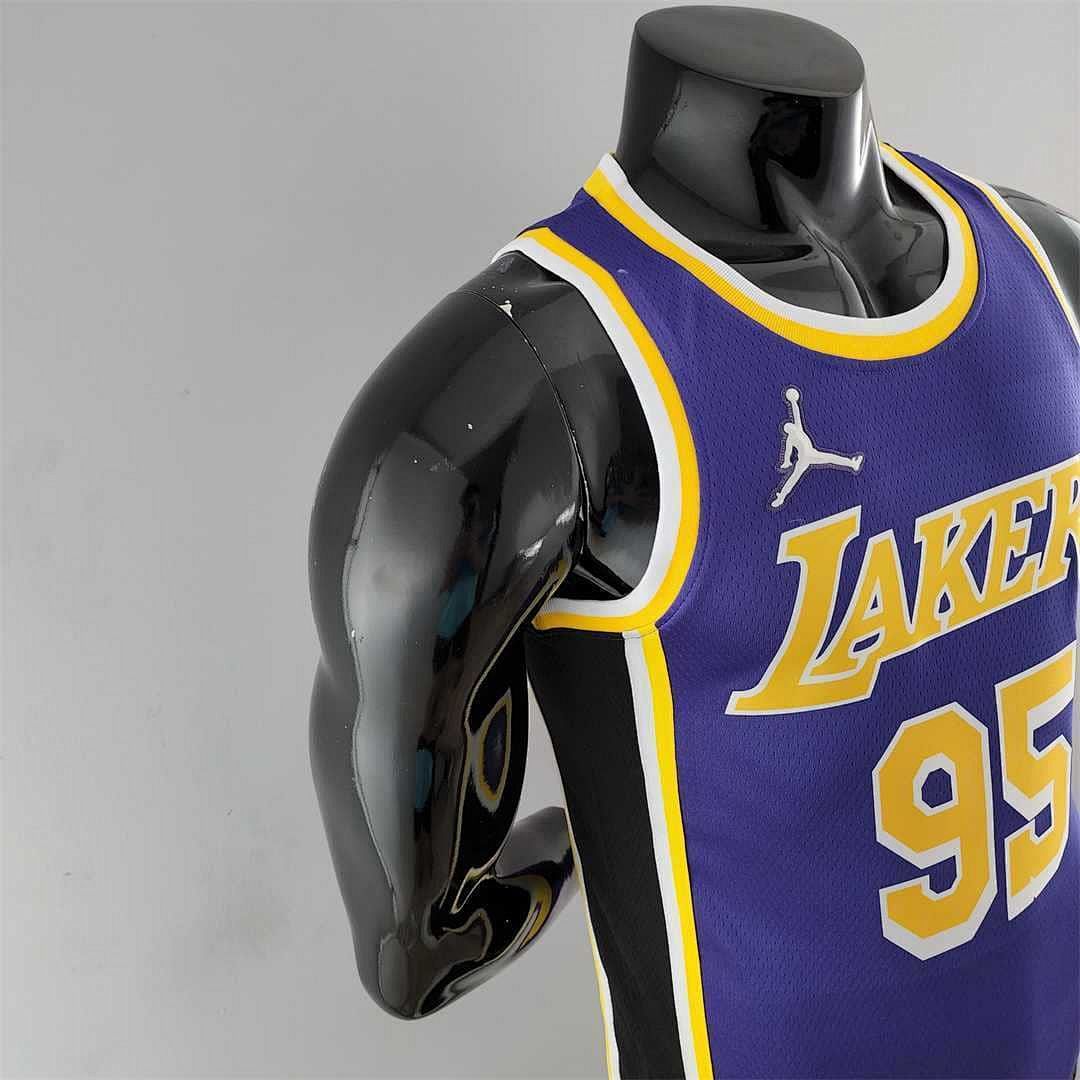 75th Anniversary TOSCANO #95 Los Angeles Lakers Jordan Purple NBA Jersey 5