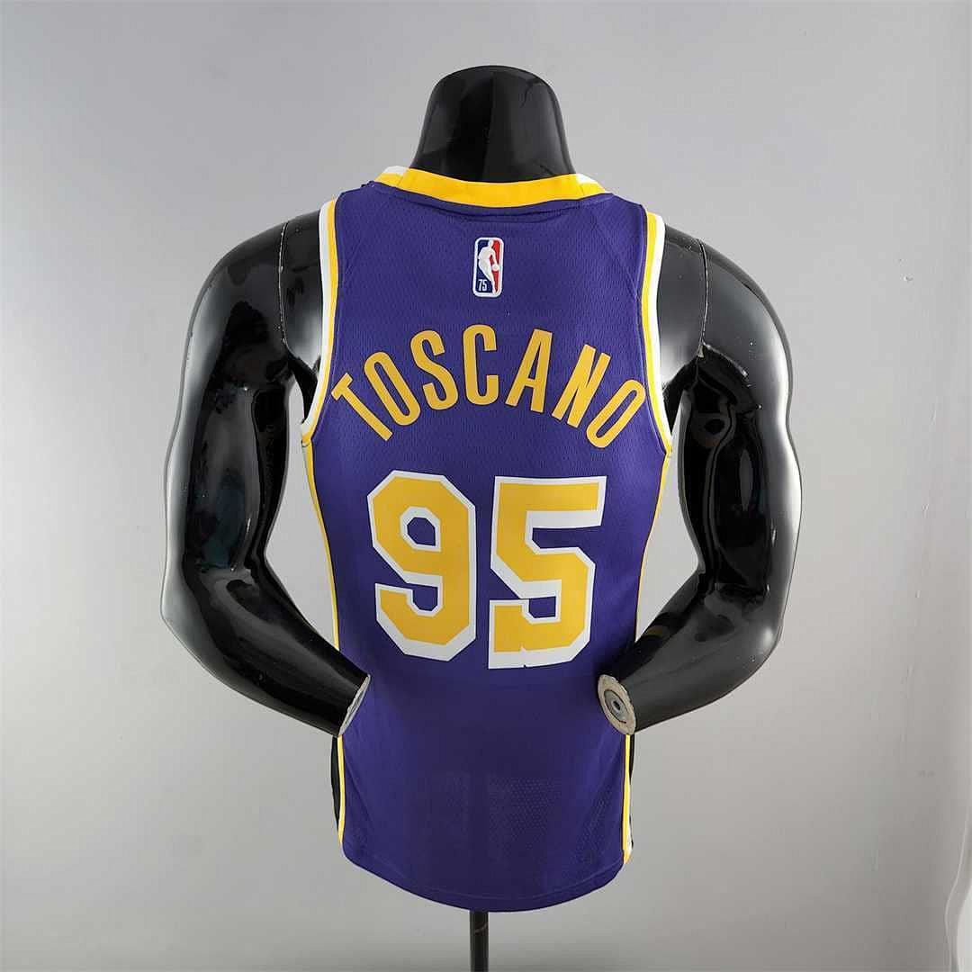 75th Anniversary TOSCANO #95 Los Angeles Lakers Jordan Purple NBA Jersey 8