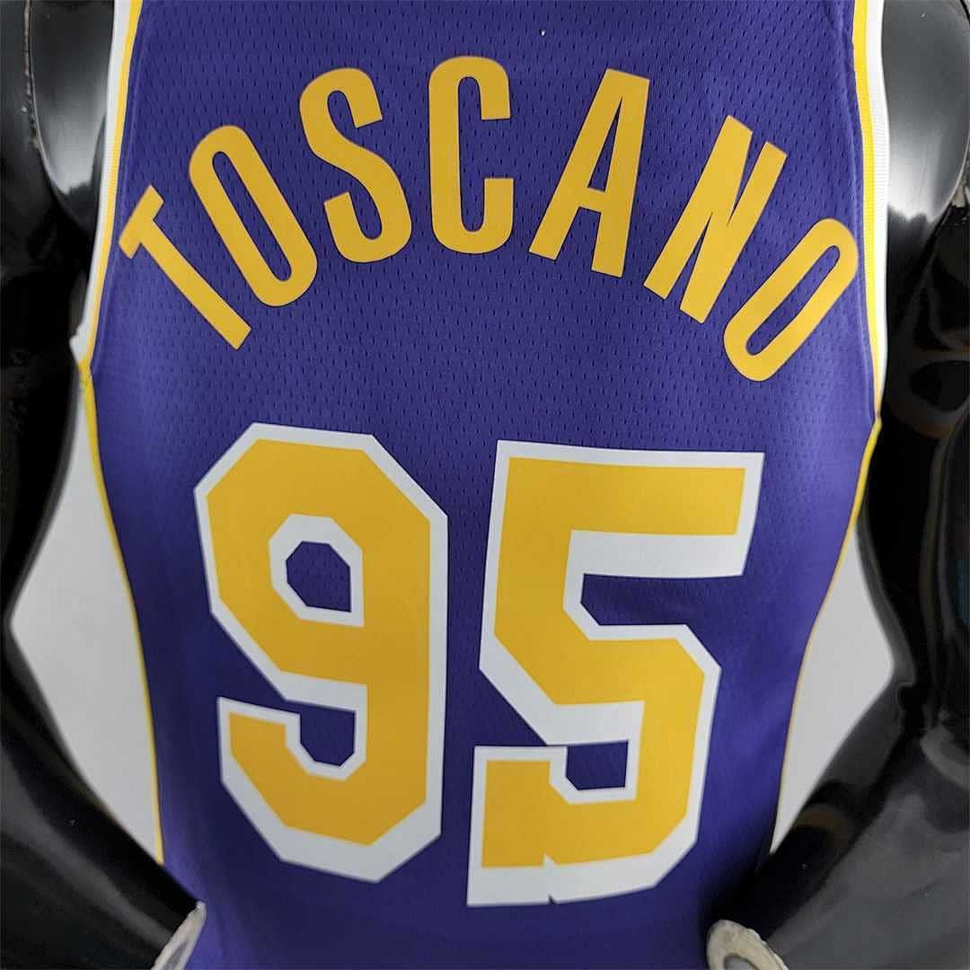75th Anniversary TOSCANO #95 Los Angeles Lakers Jordan Purple NBA Jersey 9