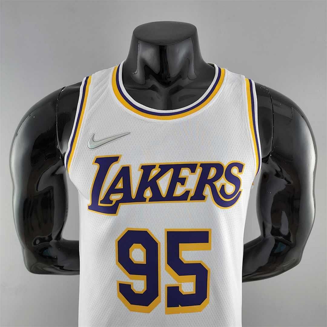 75th Anniversary TOSCANO #95 Los Angeles Lakers White NBA Jersey 2