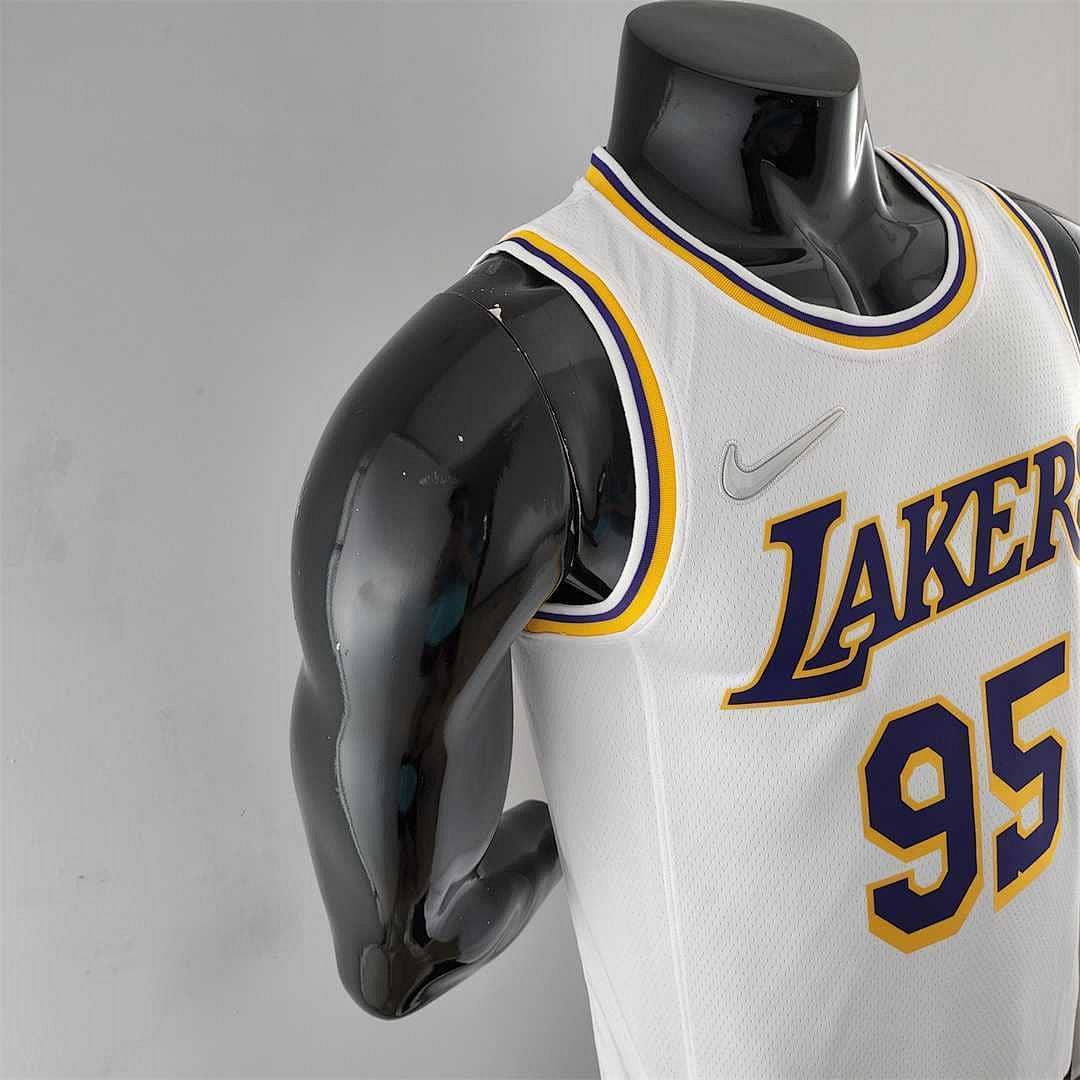 75th Anniversary TOSCANO #95 Los Angeles Lakers White NBA Jersey 6