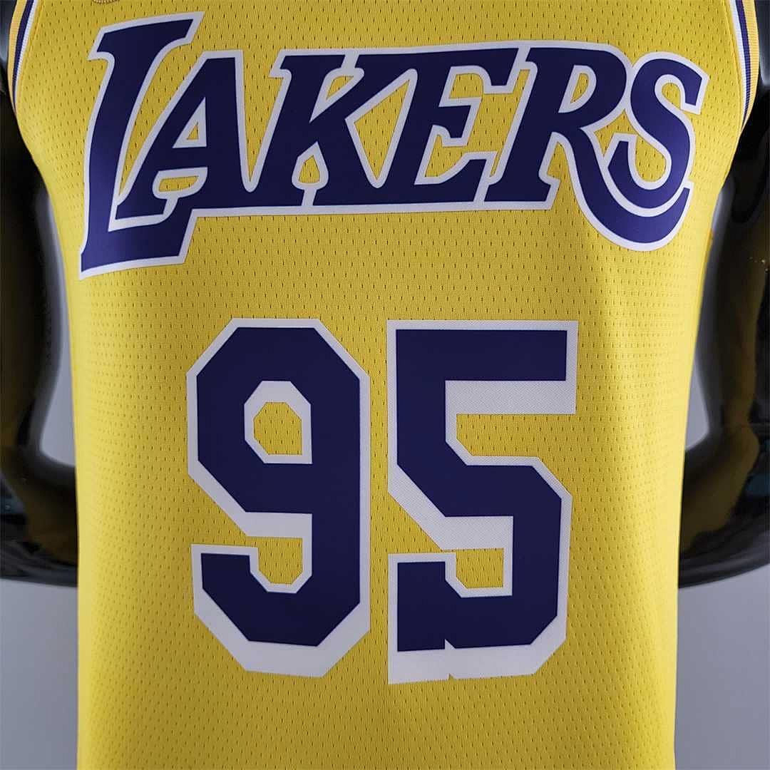 75th Anniversary TOSCANO #95 Los Angeles Lakers Yellow NBA Jersey 2