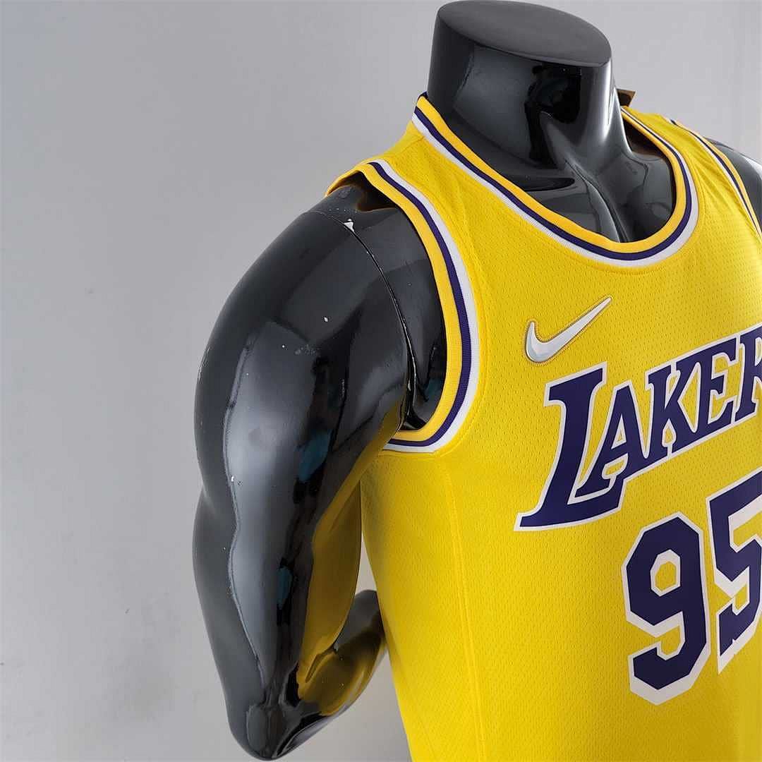 75th Anniversary TOSCANO #95 Los Angeles Lakers Yellow NBA Jersey 5