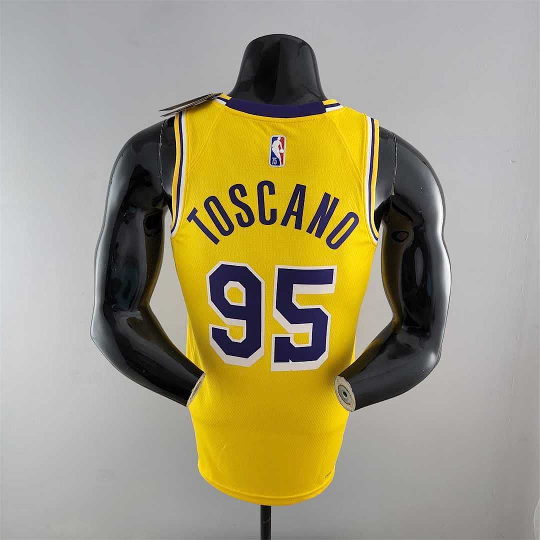 75th Anniversary TOSCANO #95 Los Angeles Lakers Yellow NBA Jersey 7