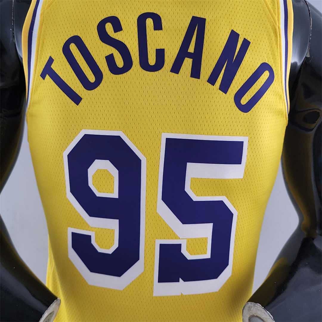 75th Anniversary TOSCANO #95 Los Angeles Lakers Yellow NBA Jersey 8