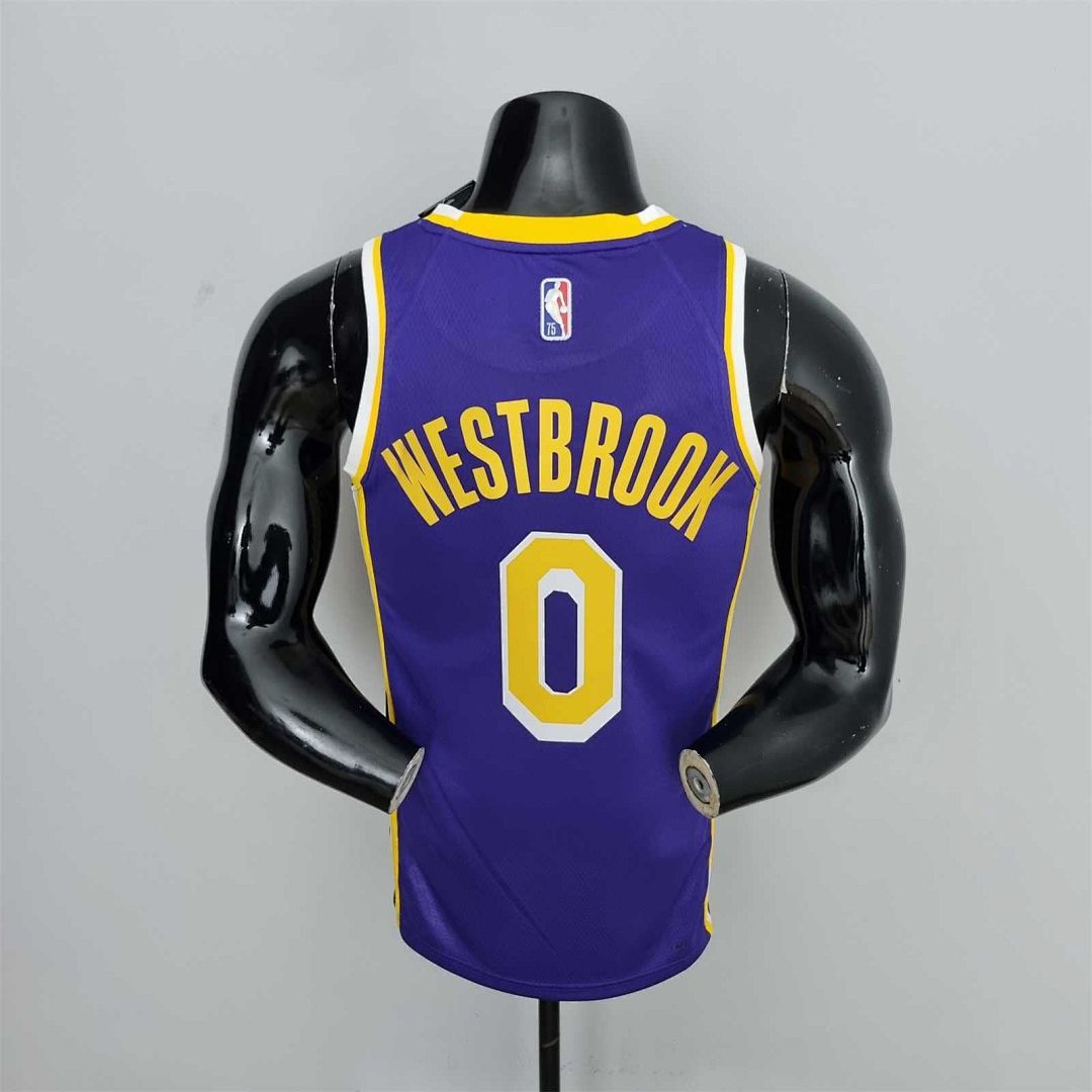 75th Anniversary Westbrook #0 Los Angeles Lakers Jordan Purple NBA Jersey 2